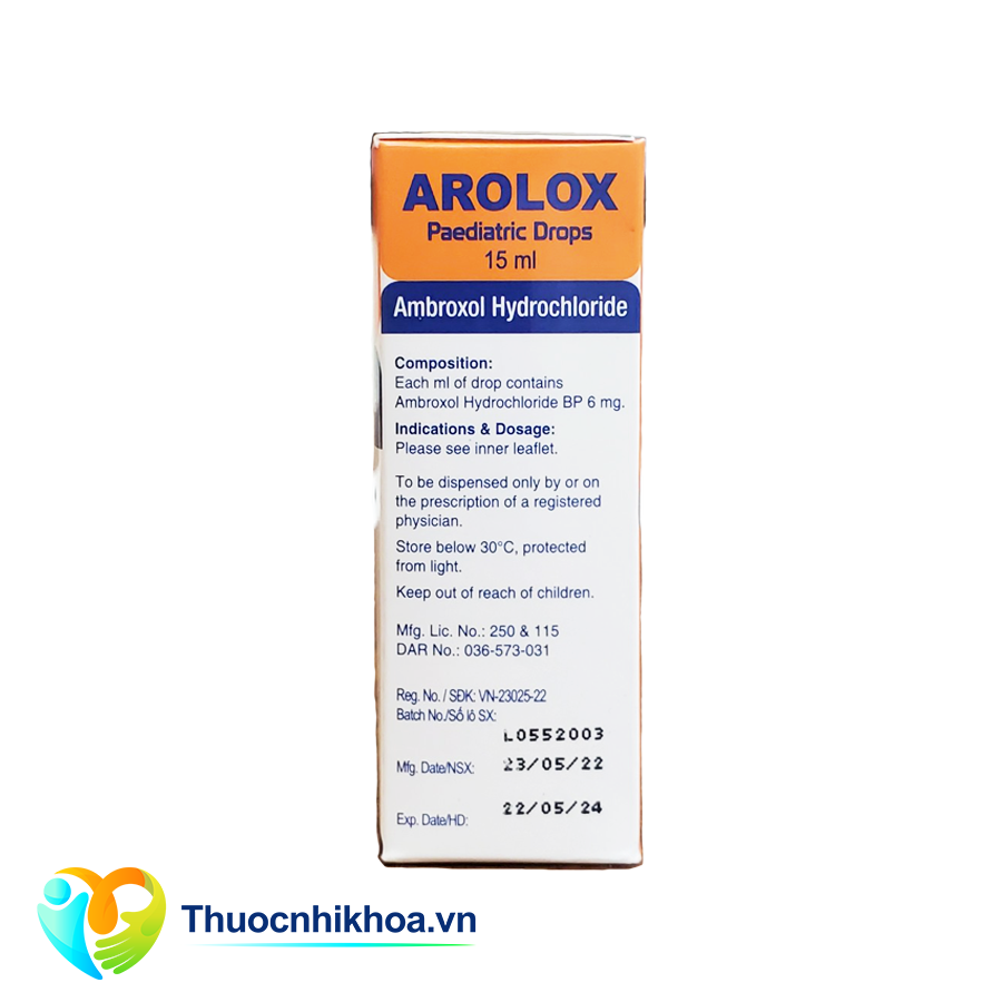 Arolox paediatric drops (Hộp 1 lọ 15ml)