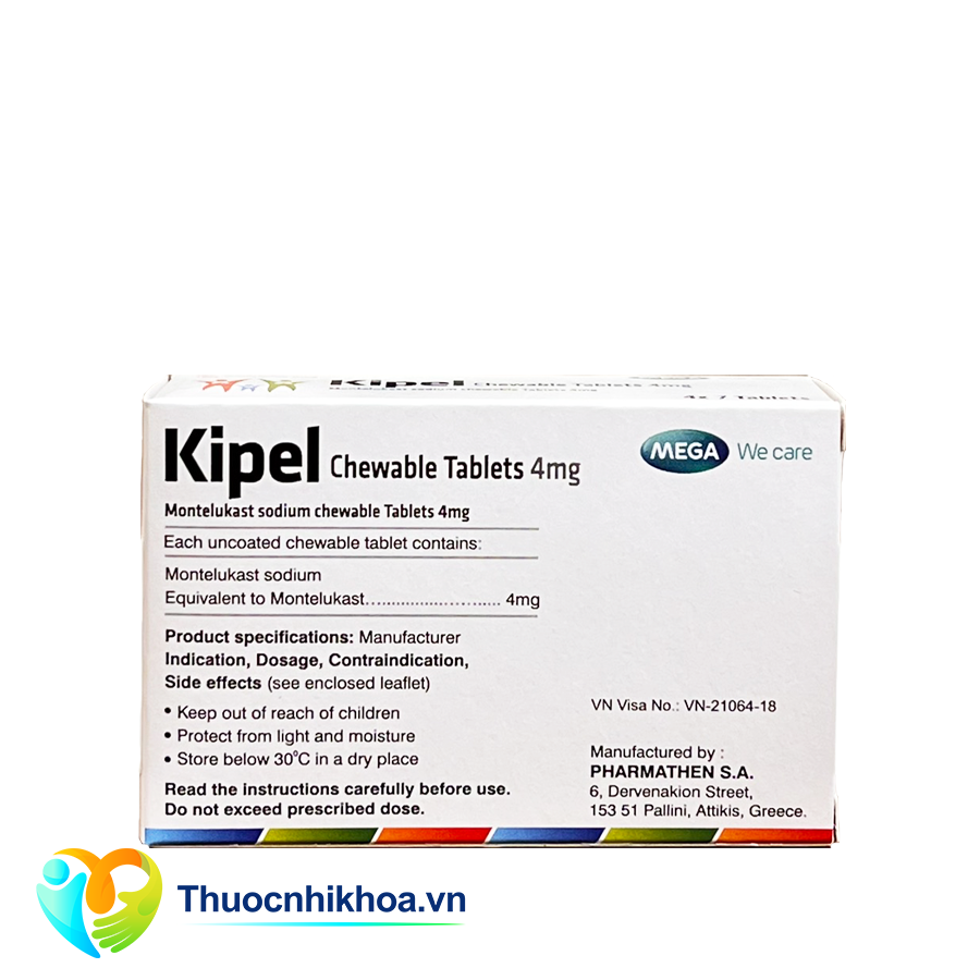 Kipel chewable tablets 4mg (Hộp 4 vỉ x 7 viên)