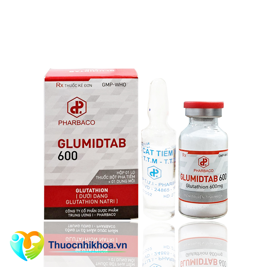 Glumidtab 600 (Hộp 1 lọ thuốc bột + 1 lọ nước pha tiêm)