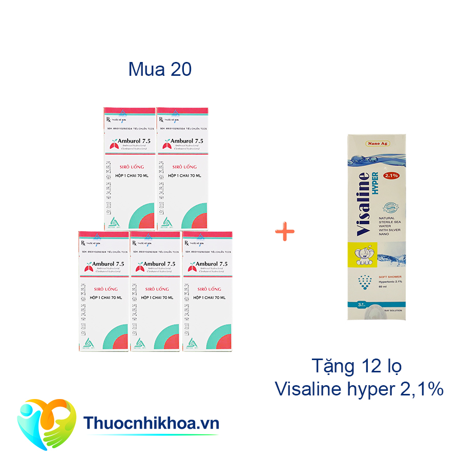 Amburol 7.5 (Hộp 1 lọ 70ml) Combo mua 20 tặng12 lọ Visaline hyper 2,1%