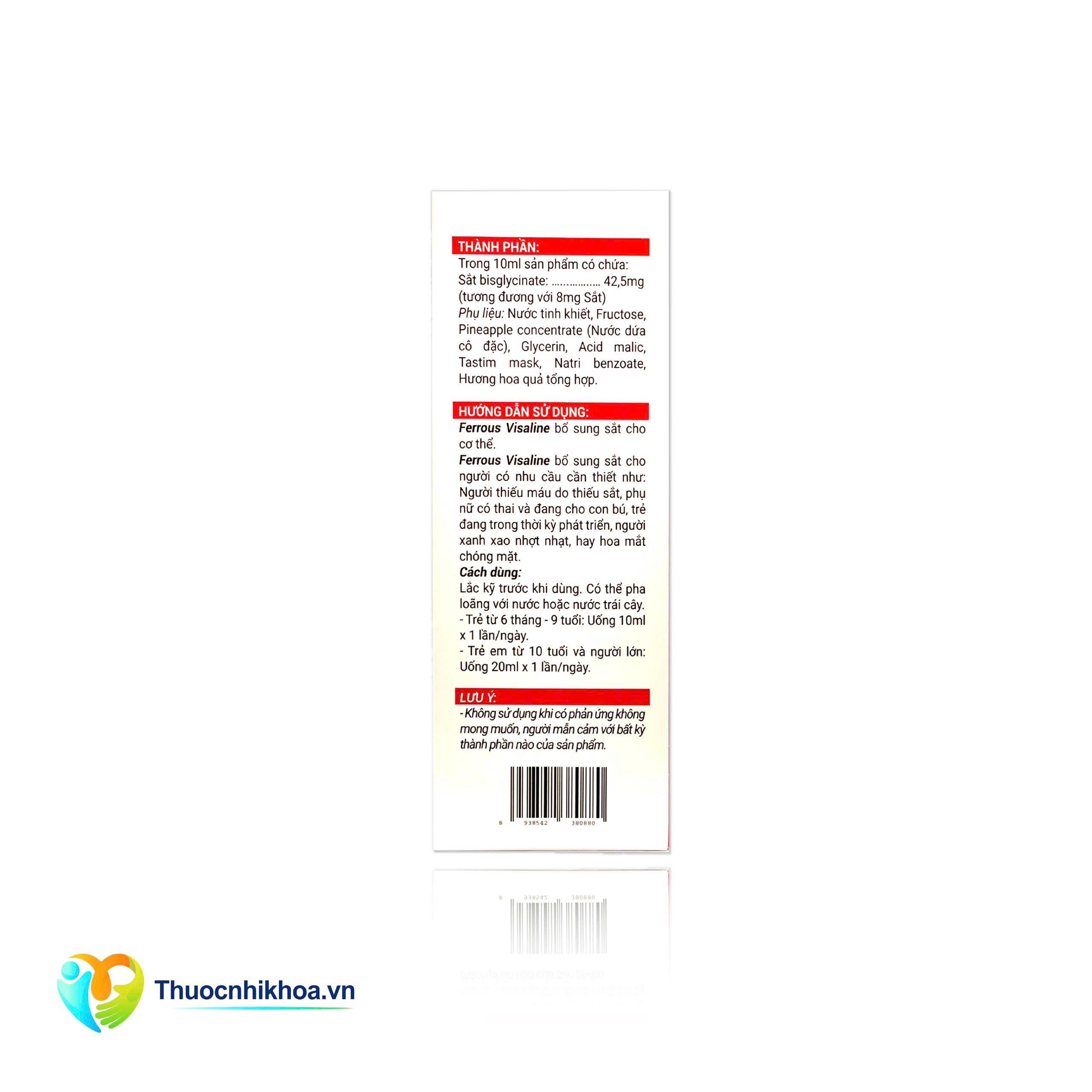 Ferrous visaline (Hộp 20 gói 10ml)